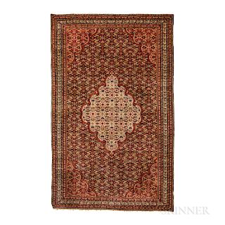 Doroksh Rug, eastern Iran, c. 1900, extremely fine weave, 6 ft. 3 in. x 4 ft.  Provenance:  The Cadle Collection.