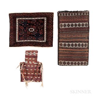 Two Baluch Bags and an Afshar Salt Bag Iran, c. 1920, 2 ft. 7 in. x 1 ft. 7 in., 1 ft. 8 in. x 2 ft. 2 in., and 1 ft. 6 in. x...