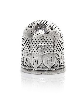 A Charles I Silver Thimble, Height 3/4 inches.