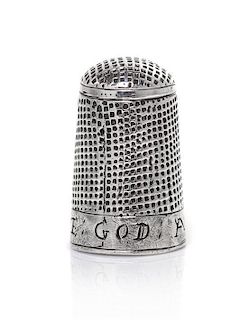 A James I Silver Thimble, Height 1 inch.