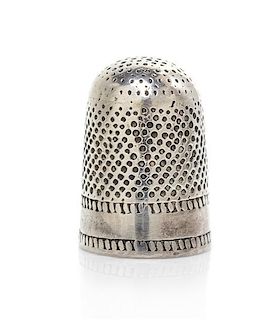 A George I Silver Thimble, Height 7/8 inch.