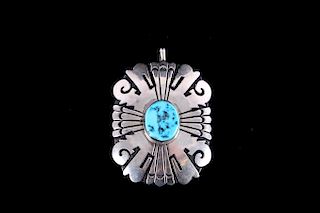 T. Singer Sterling Silver & Turquoise Pendant