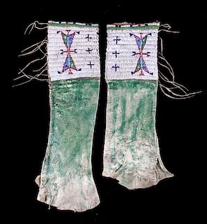 Sioux Fully Beaded & Painted Leggings circa 1870
