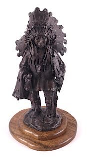Blackfoot Chief Gary Schildt Bronze Sculpture