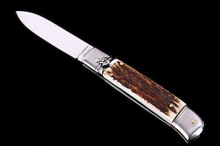 AKC Italian Lever Lock Switchblade Stag Knife
