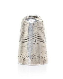 A Silver Thimble, Height 1 inch.