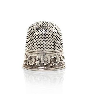 A George III Silver Child's Thimble, Height 5/8 inch.