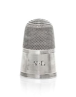 A George III Silver Thimble, Height 15/16 inch.