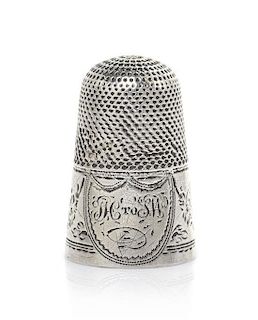 A Victorian Silver Thimble, Height 1 inch.