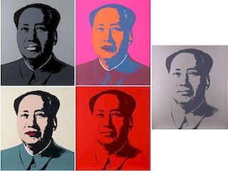 After Andy Warhol (1928-1987) Mao Portfolio, Five screenprints on museum board,