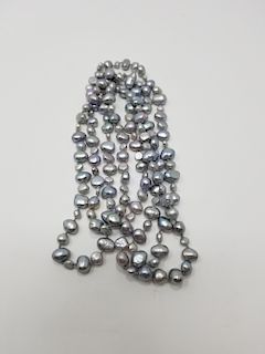 Strand of Silver Freshwater Pearls - 60 in.