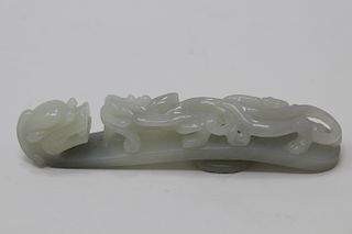 Carved Chinese Jade Dragon Belt Hook