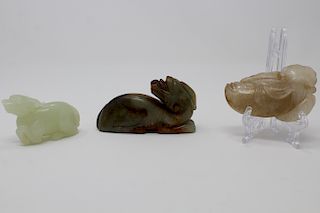 (3) Carved Chinese Jade Animal Figures