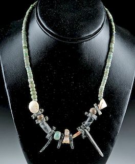 Peruvian Greenstone, Obsidian, & Shell Necklace