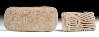 Lot of 2 Chorrera & Jamacoaque Pottery Stamp Seals
