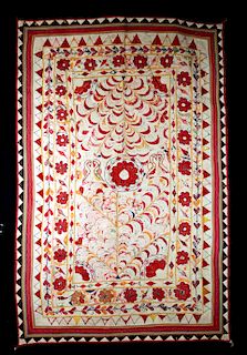 20th C. Indian Rajasthan Embroidered Blanket