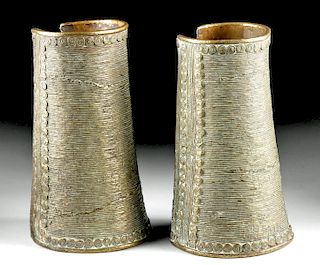 Pair of Early 20th C. African Kirdi Brass Arm Bands
