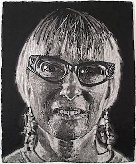 Chuck Close (b. 1940) Janet, 2007, Stencil (handmade paper pulp) print,