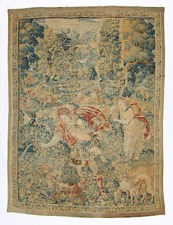 Late 17th C. Flemish Verdure Tapestry