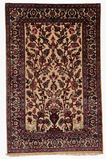 Antique Souf Silk Kashan Rug, Persia 
