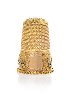 A William IV or Victorian Vari-Color Gold Thimble, Height 7/8 inch.