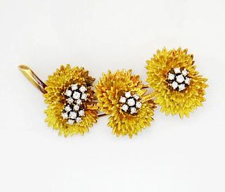 18k Gold 1.00TCW, VS-SI, G-H, Diamond Flower Brooch