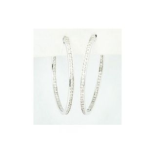 18k White Gold 1.00 Carat VS G Diamond Hoop Earrings