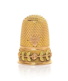 A French Vari-Color Gold Thimble, Height 3/4 inch.