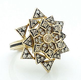 H. Stern 18k Yellow Gold & Diamond Noble Star Ring Sz 6