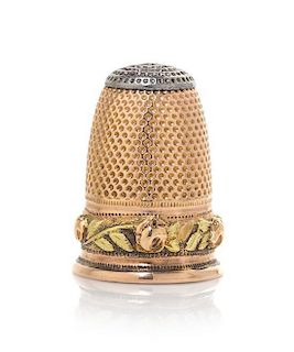 A French Vari-Color Gold Thimble, Height 7/8 inch.