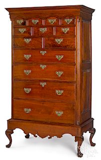 Queen Anne walnut tall chest of drawers