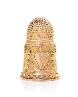 A French Vari-Color Gold Thimble, Height 1 1/8 inches.