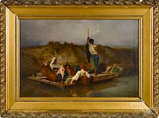 Ernest Hebert (French 1817-1908) boating scene
