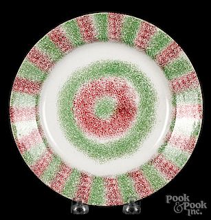 Green and red rainbow spatter bullseye plate