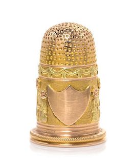 A French Vari-Color Gold Thimble, Height 1 1/4 inches.