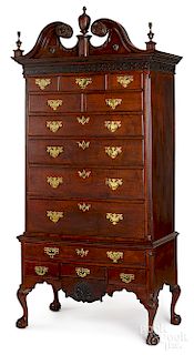 Pennsylvania Chippendale tiger maple high chest