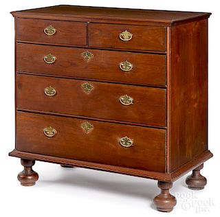 Philadelphia William and Mary walnut chest of drawers