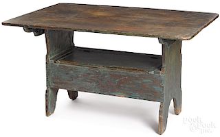 Painted pine and oak bench table