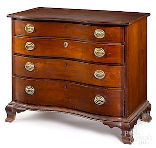 New England Chippendale cherry oxbow chest of drawers