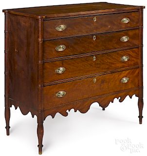 New England Sheraton birch chest of drawers