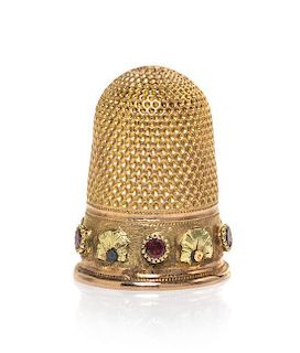 A French Vari-Color Gold Thimble, Height 7/8 inch.