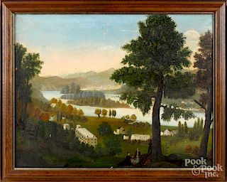 Hudson River oil on canvas river landscape