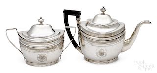 New York coin silver teapot and sugar