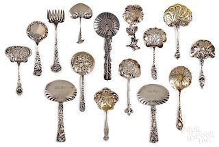 Fifteen sterling silver nut spoons