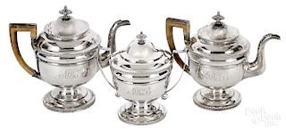 Philadelphia coin silver three-piece tea service