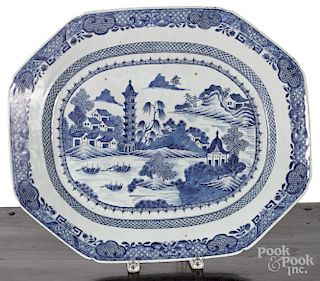Chinese export blue and white porcelain platter