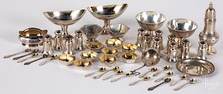 Group of sterling silver salts, shakers, etc.