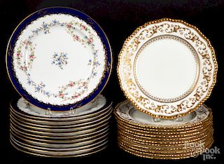 Set of twelve Coalport porcelain plates, etc.