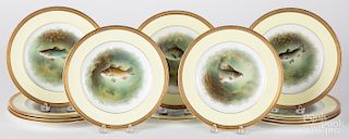 Set of twelve Foley China porcelain fish plates