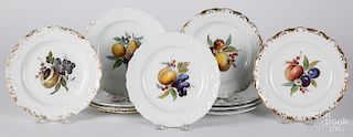 Eleven Meissen porcelain fruit plates